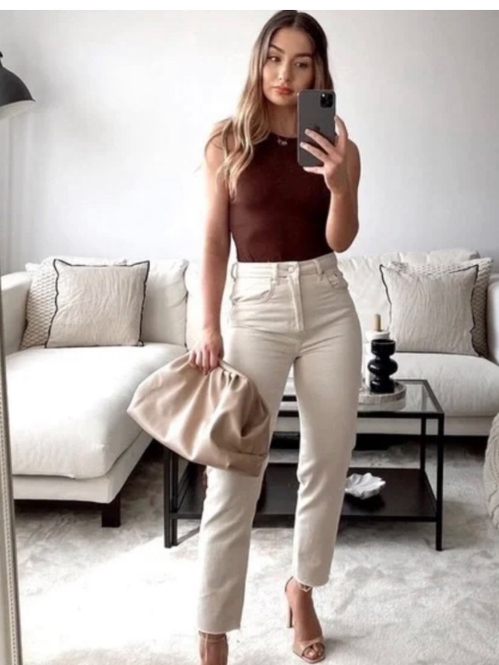 Zara High-Rise Straight Jeans in Cream